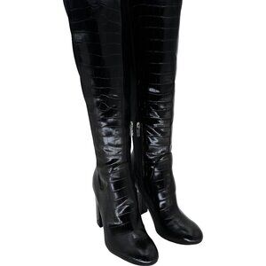 Circus NY Clarimont Black Croc-Embossed Knee Boots Size 9 M